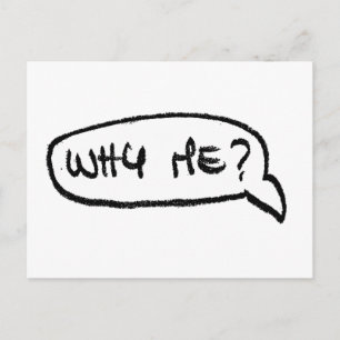 なぜ私が?手書きおもしろいユーモアのあるグラフィックス ポストカード
