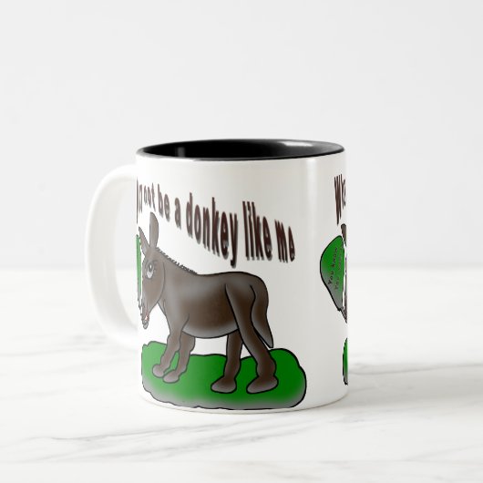 なぜ私のようにロバにならないのか ツートーンマグカップ (正面左)