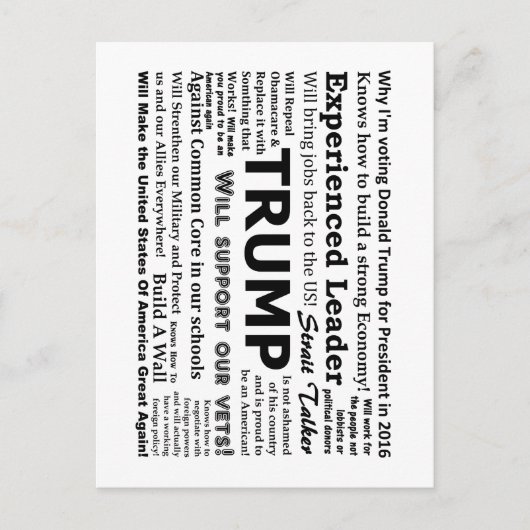 なぜ私はドナルド・トランプのために投票している ポストカード (正面)