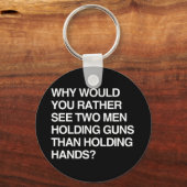 なぜ銃を持っている二人の男が見たいだろう キーホルダー (正面)
