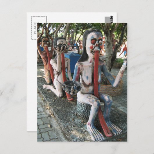 なぜ長い舌を出しているの？… タイの3人のゴースト ポストカード (正面/裏面)