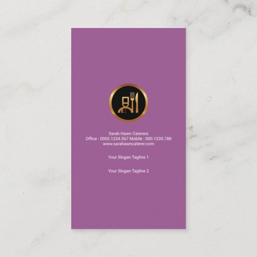 なだめるようでエレガントな紫色の陰の食料調達サービス 名刺 (裏面)