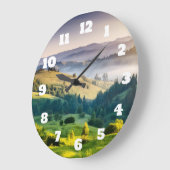 なだらかな丘の景色の自然写真 ラージ壁時計 (傾斜)