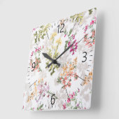 なだらかな花柄 スクエア壁時計 (傾斜)