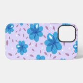 なだらかな青い花柄 iPhoneケース (裏面横)
