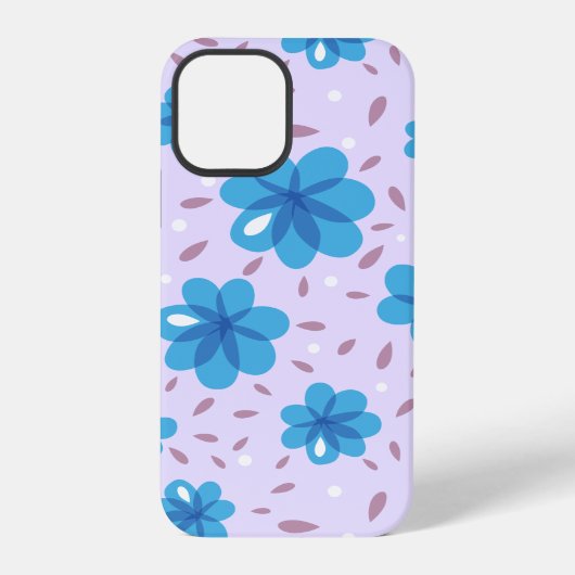 なだらかな青い花柄 iPhoneケース (裏面)