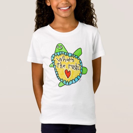 "なにがそんなに急ぎ？" カメ Tシャツ (正面)