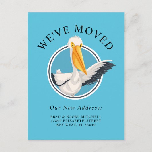 なびくおもしろいペリカンの動き航海の発表 ポストカード (正面)