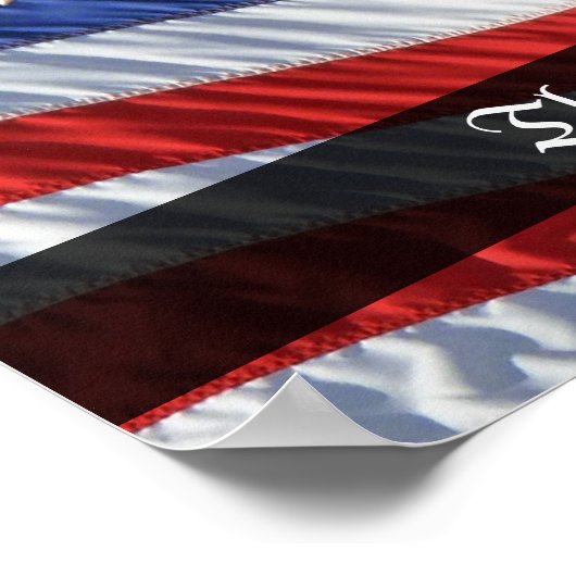 なびくアメリカ国旗のアートプリント ポスター (角)