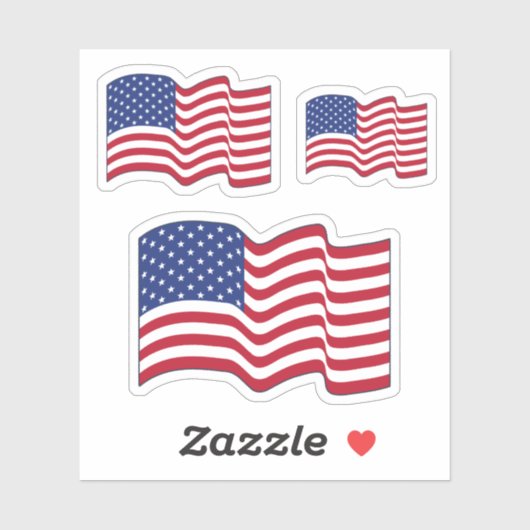 なびくアメリカ国旗のステッカー シール (シート)