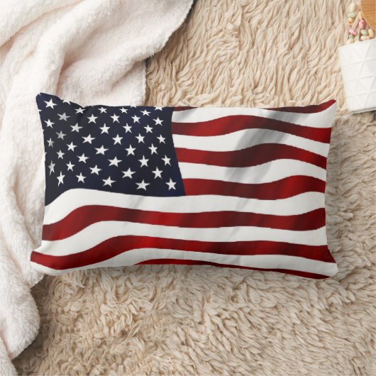 なびくアメリカ国旗のパターン装飾用クッション ランバークッション (ブランケット)