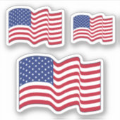 なびくアメリカ国旗ステッカー シール (正面)