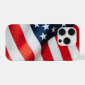 なびくアメリカ国旗 愛国  iPhoneケース (裏面横)