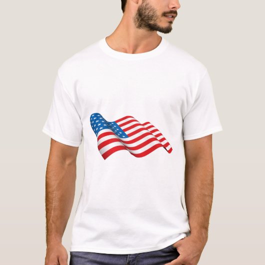 なびくアメリカ国旗 Tシャツ (正面)