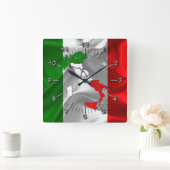 なびくイタリアン国旗 スクエア壁時計 (ホーム)