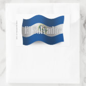 なびくエルサルバドル国旗 長方形シール (バッグ)