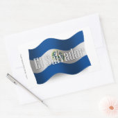 なびくエルサルバドル国旗 長方形シール (封筒)