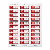 なびくカナダ国旗 ラベル (フルシート)