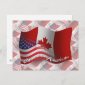なびくカナダ・アメリカ国旗 ポストカード (正面/裏面)