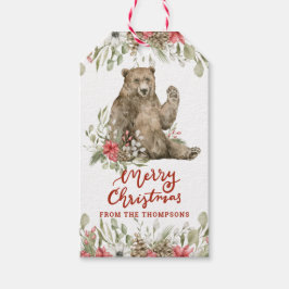 なびくクマと花 |メリークリスマス ギフトタグ