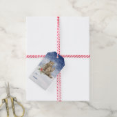 なびくクマと花in積雪ラベル ギフトタグ (より糸付き)