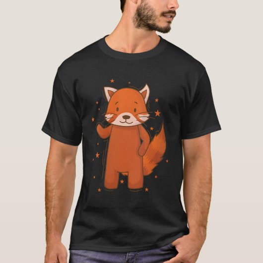 なびくクマ猫レッサーパンダ Tシャツ (正面)