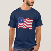 なびくクラシックアメリカ国旗Tシャツ Tシャツ (正面)