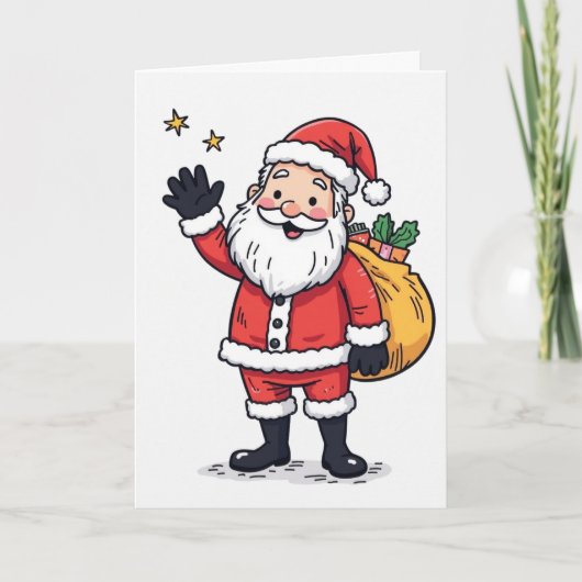 なびくサンタクリスマスカー空白のド – インサイドホリデー カード (正面)