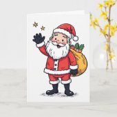 なびくサンタクリスマスカー空白のド – インサイドホリデー カード (黄色い花)