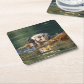 なびくシーオッター スクエアペーパーコースター (アングル)