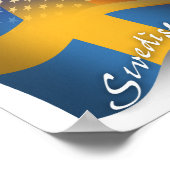 なびくスウェーデン系アメリカ国旗 ポスター (角)