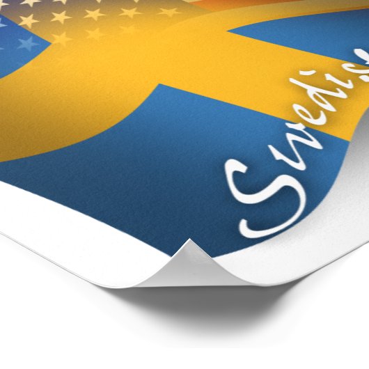 なびくスウェーデン系アメリカ国旗 ポスター (角)