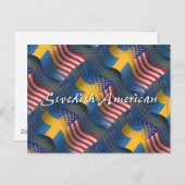 なびくスウェーデン系アメリカ国旗 ポストカード (正面/裏面)