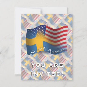 なびくスウェーデン系アメリカ国旗 招待状