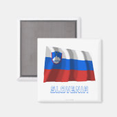 なびくスロベニア国旗の名前 マグネット (正面/裏面)