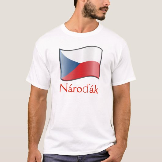 なびくチェコ国旗ďナロアクTシャツ Tシャツ (正面)