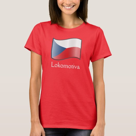 なびくチェコ国旗Tシャツ Tシャツ (正面)