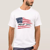 なびくトランプ2024米国旗 Tシャツ (正面)