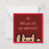 なびくネコ型バレンタイン ノートカード (正面)