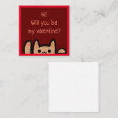 なびくネコ型バレンタイン ノートカード (正面/裏面)