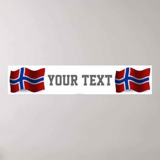 なびくノルウェー国旗 ポスター (正面)