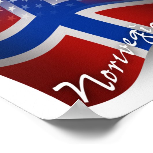 なびくノルウェー系アメリカ国旗 ポスター (角)