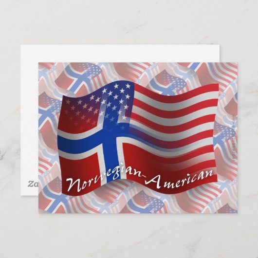 なびくノルウェー系アメリカ国旗 ポストカード (正面/裏面)