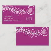 なびくハートのリボンのピンク 名刺 (正面/裏面)