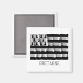 なびくブルターニュ国旗と名称 マグネット (正面/裏面)