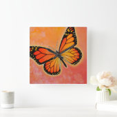 なびくマダラチョウの時計 スクエア壁時計 (ホーム)