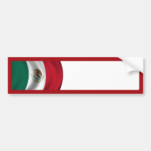 なびくメキシコ国旗 バンパーステッカー