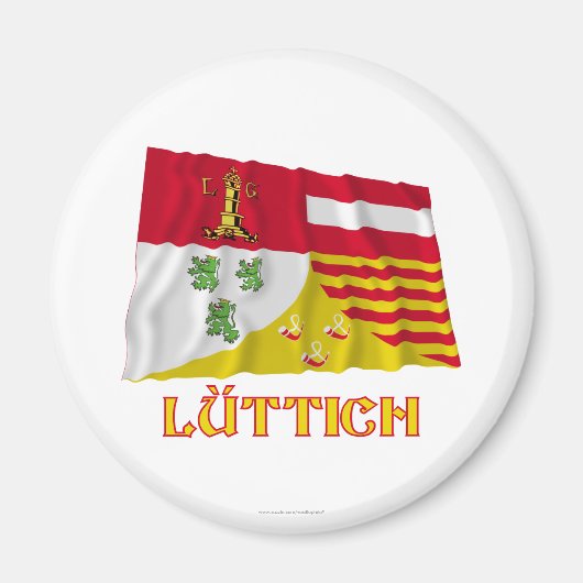 なびくリエージュ国旗（ドイツ語） マグネット (正面)