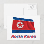 なびく北朝鮮の国旗と名称 ポストカード (正面/裏面)