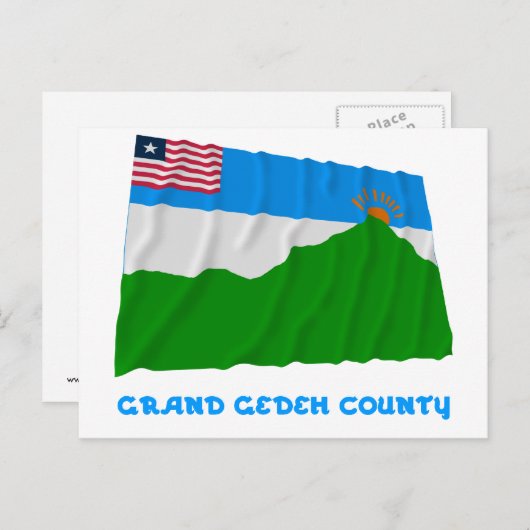 なびく大ゲデフ郡国旗と名前 ポストカード (正面/裏面)